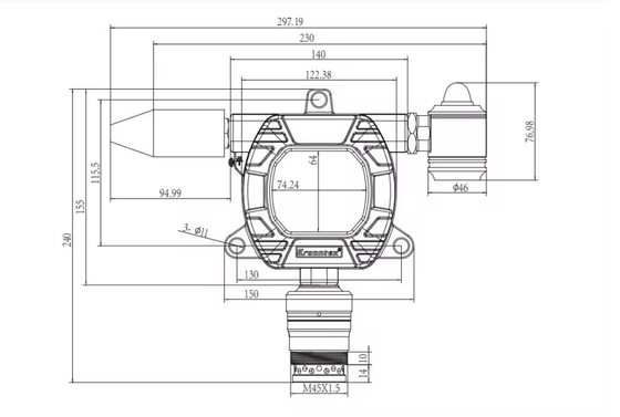 Zetron MIC600-CO/O2/H2S/LEL Division 1 Standards  Fixed Multi Gas Detector with 10-95% RH Operating Humidity
